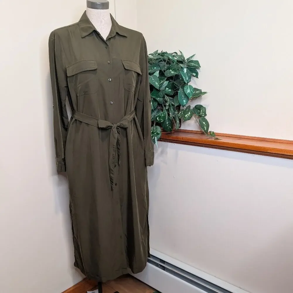 Old Navy Utility Midi Short Dress With Belt medium Army Green